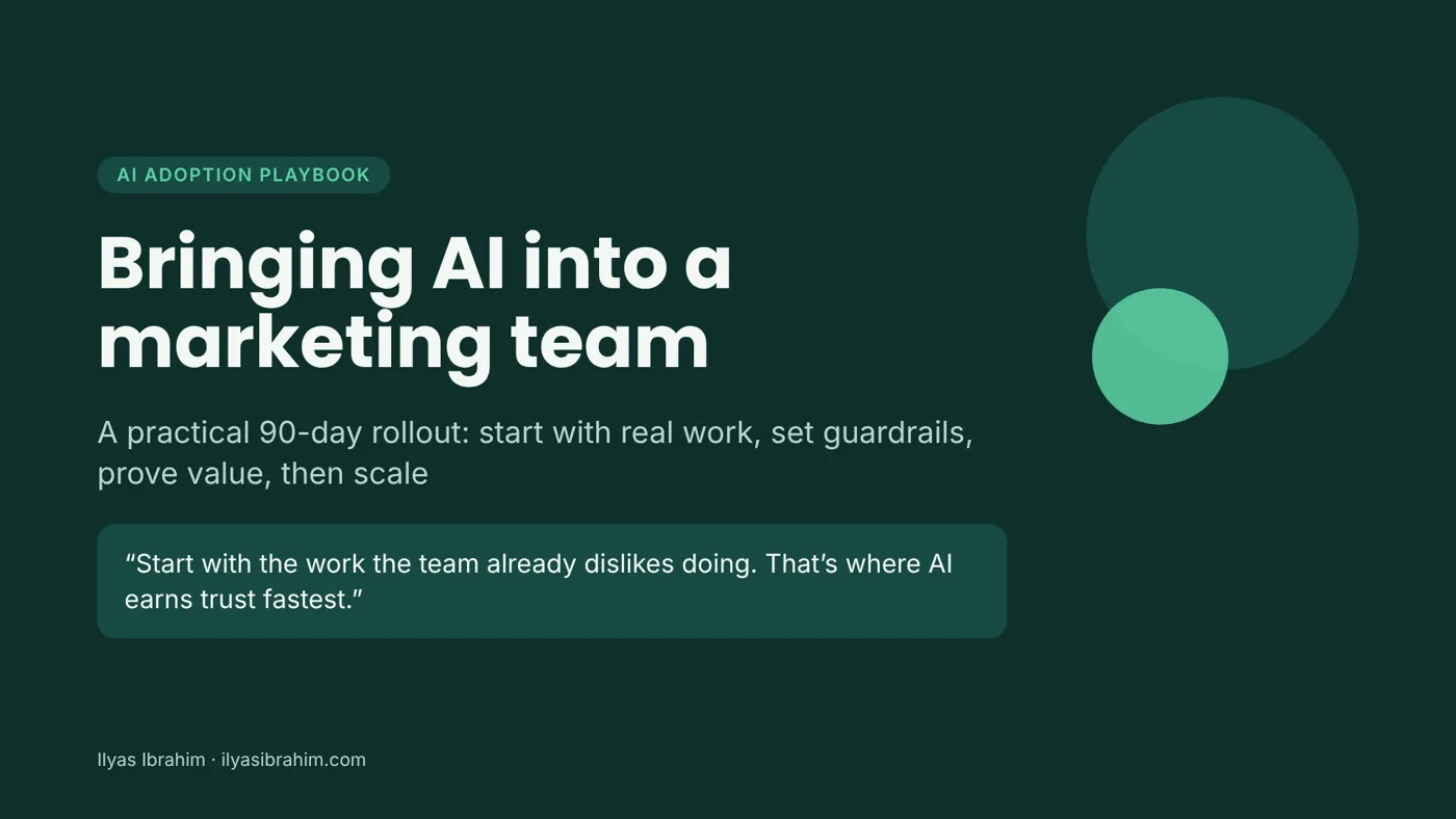 Title slide: Bringing AI into a marketing team