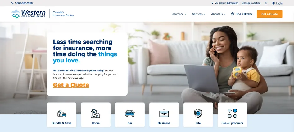 Western Financial Group website homepage